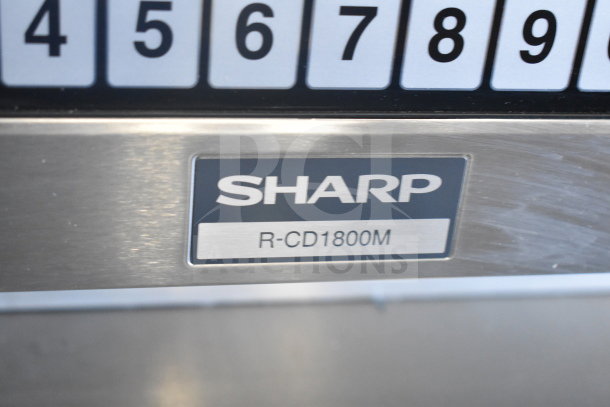 2017 Sharp R-CD1800M Commercial Microwave, touchpad, 208/230V, stainless steel finish, model label visible.