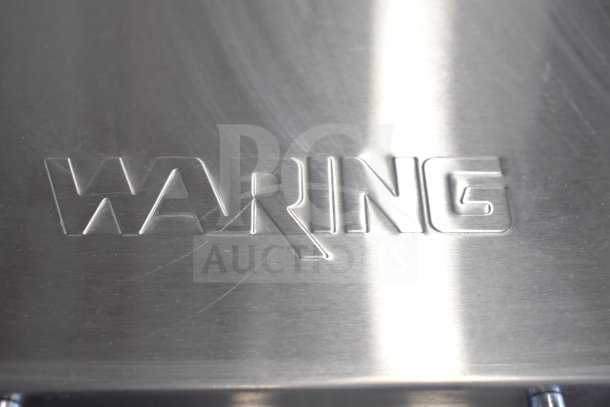2021 Waring WPG250 Panini Press, stainless steel, embossed Waring logo, commercial use, 120V, excellent condition.