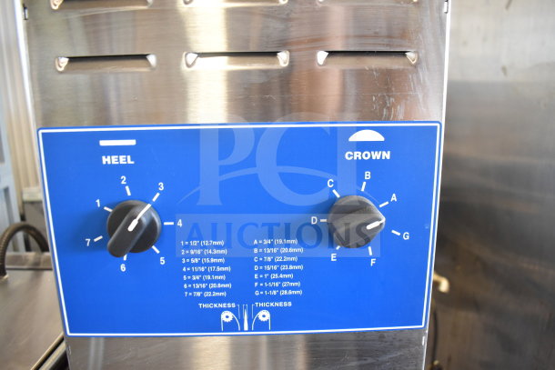 2021 AJ Antunes BKT-2V Vertical Contact Toaster with dual dials for heel and crown thickness settings. Commercial use.