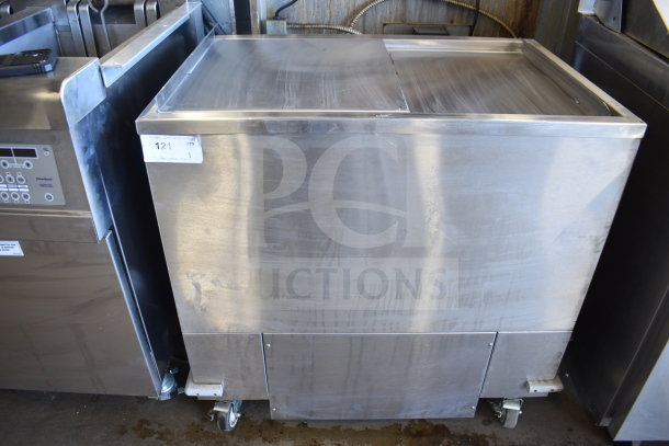 2021 H&K 52473-1 commercial chest freezer, stainless steel, on casters, 120V, 1 phase, good condition.