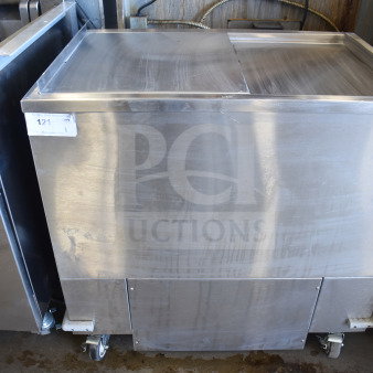 2021 H&K 52473-1 commercial chest freezer, stainless steel, on casters, 120V, 1 phase, good condition.