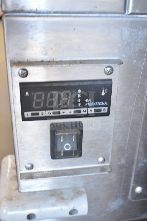 2021 H&K 52473-1 commercial chest freezer control panel, 120 volts, 1 phase, digital display, and power switch visible.