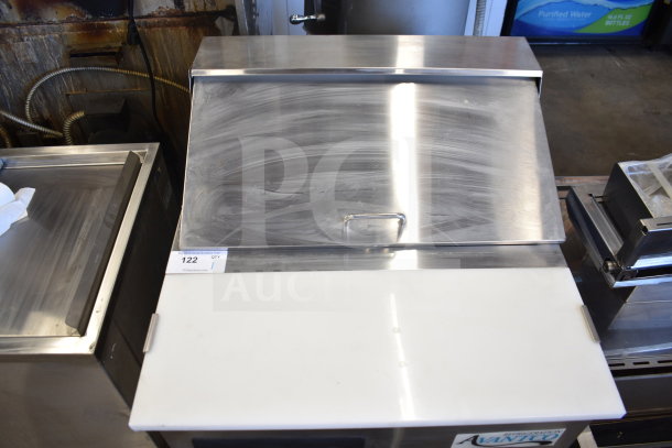 Avantco commercial sandwich salad prep table, Bain Marie mega top, stainless steel, on casters, 115V, clean condition.