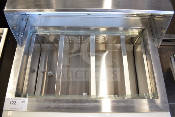 Avantco commercial sandwich salad prep table, stainless steel, spacious interior, Bain Marie top, commercial casters, visible label.