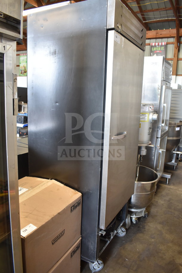 Beverage Air SR1HC-1S commercial single door reach-in cooler on casters, stainless steel, 115V, 1 phase, good condition.