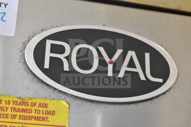 Royal RCOS-1 convection ovens, natural gas powered, view-through and solid doors, thermostatic controls, on casters.