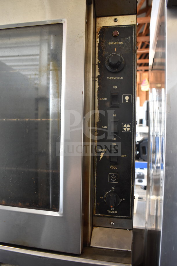 Royal RCOS-1 convection oven, view-through door, thermostatic controls, used condition, commercial casters.