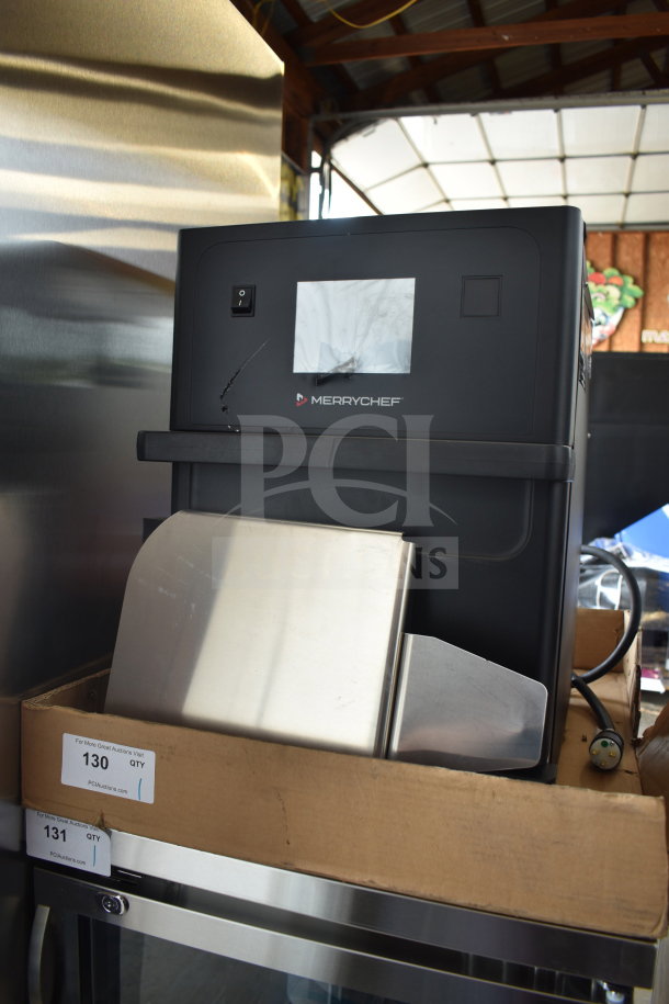 2025 Merrychef eikon e1s high-speed countertop oven, electric, 208/240V, 1 phase, black case, stainless panel, in used condition.