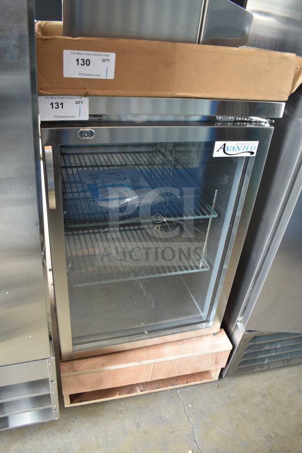 Brand new Avantco 178UBB1GHCS back bar cooler with single glass door. Features include 115 volts, 1 phase. Scratch and dent condition.