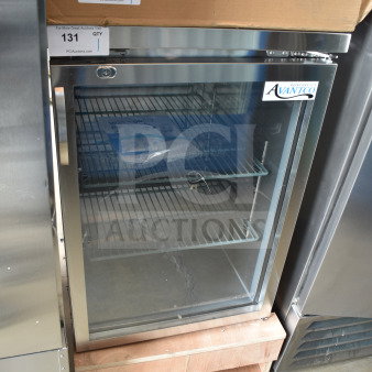Brand new Avantco 178UBB1GHCS back bar cooler with single glass door. Features include 115 volts, 1 phase. Scratch and dent condition.