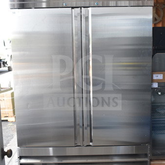 Brand new 2025 Avantco 178SS2FHC 2-door freezer on casters. Commercial-grade, 115V, 1 phase. Scratch and dent condition.