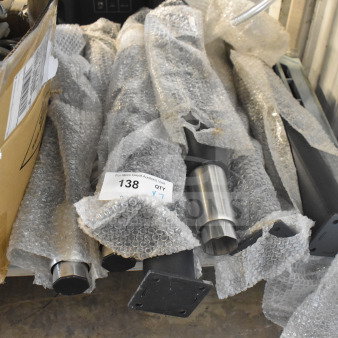 7 brand new legs in bubble wrap, labeled "138," with a "scratch and dent" condition. Ideal for DIY projects.