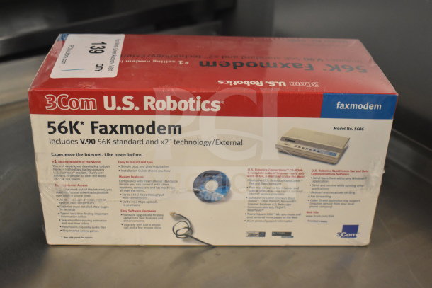 3Com U.S. Robotics 56K Faxmodem Model 5686, includes V.90 56K and x2 technology, in original packaging.