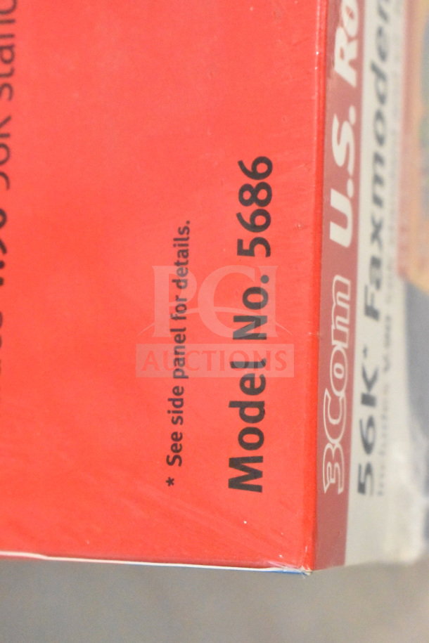 3Com 56K Faxmodem, Model No. 5686, in original packaging. Box shows product branding and model number.