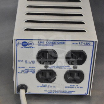 Tripp Lite LC-1200 Line Conditioner, with four outlets, noise suppression, voltage regulation, in good condition.