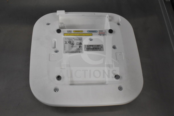 Cisco AIR-CAP3502I-A-K9 access point, white, excellent condition. Labels show model and specifications. Eight available.