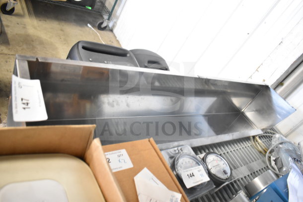 Stainless steel prep table lid, rectangular, shows auction tag "147". Used condition with visible wear.