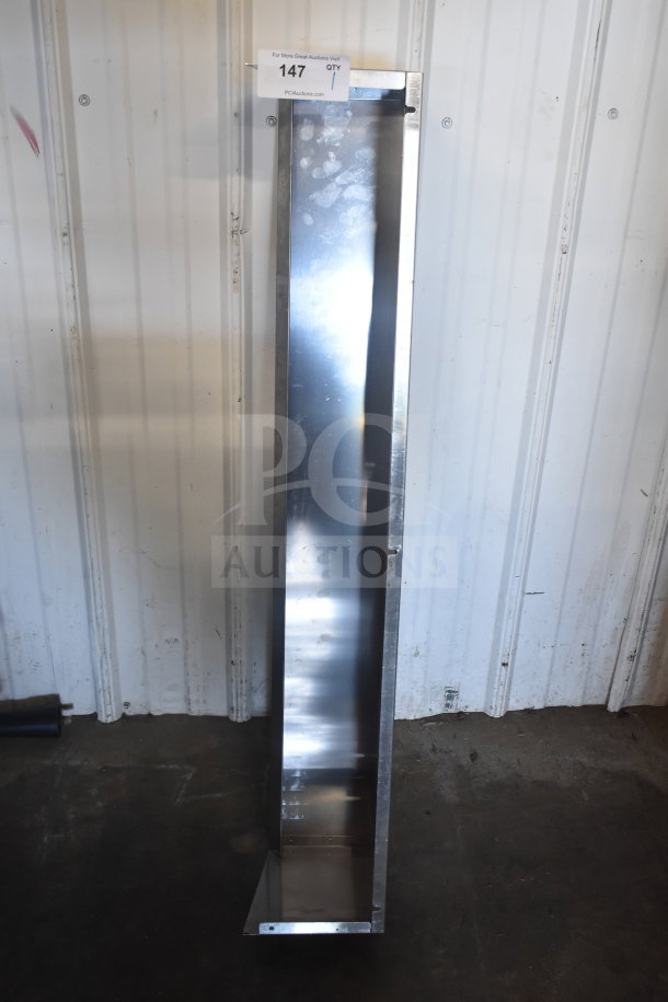 Metal prep table lid piece, rectangular, stainless steel, slight scratches, auction tag number 147 visible.