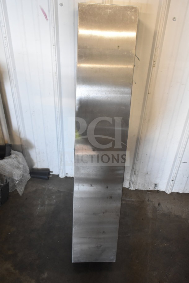 Stainless steel prep table lid piece, rectangular, polished surface, light wear visible, suitable for commercial use.