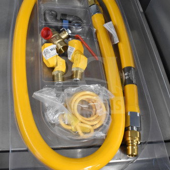 BRAND NEW Regency 72" mobile gas connector hose kit with elbows, full port valve, restraining device, and quick disconnect, 3/4".