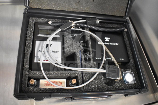 Radon Measurement System with Radon WL Meter and Data Recorder in foam case; includes cables and connectors, excellent condition.