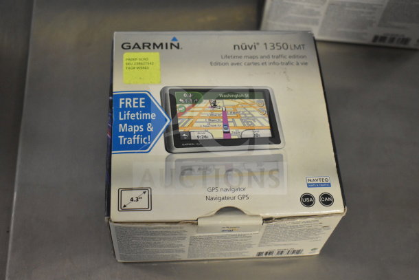 Garmin Nuvi 1350 LMT GPS in original box with free lifetime maps & traffic. Includes models Nuvi 1350 and 1390.