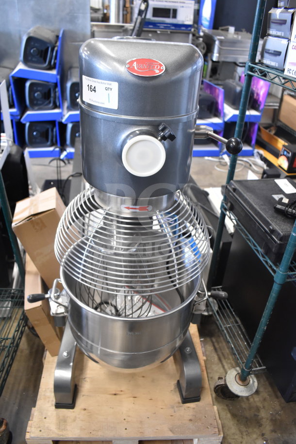 BRAND NEW Avantco 177MX40H 40 Qt. Planetary Dough Mixer with bowl, guard, and whisk. 240V, 1 phase, commercial floor model.