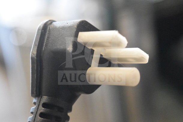 Close-up of a power plug for a BRAND NEW Avantco 177MX40H commercial dough mixer, 240 volts, 1 phase.