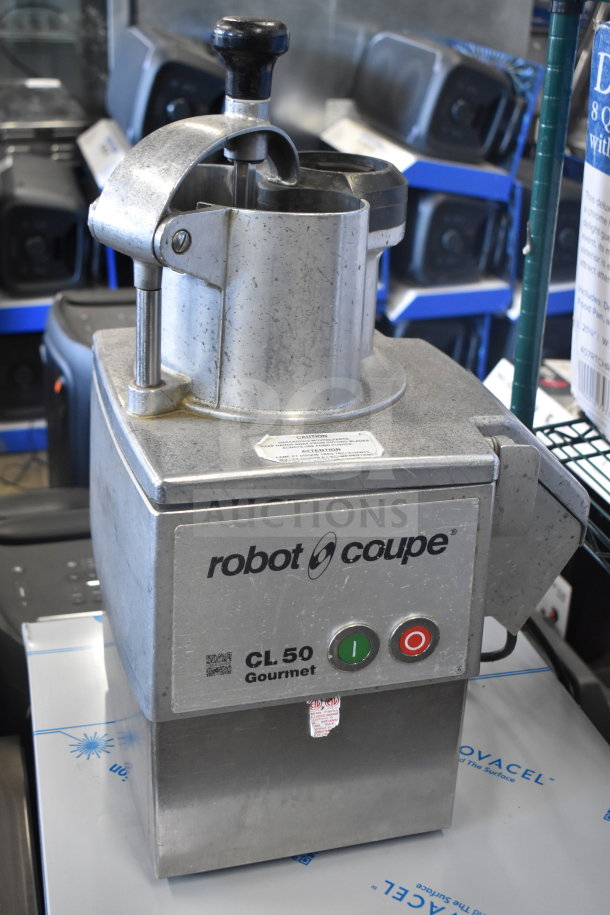 Robot Coupe CL50 Series A commercial food processor, 120V, 1-phase, stainless steel, used condition, visible controls, label.