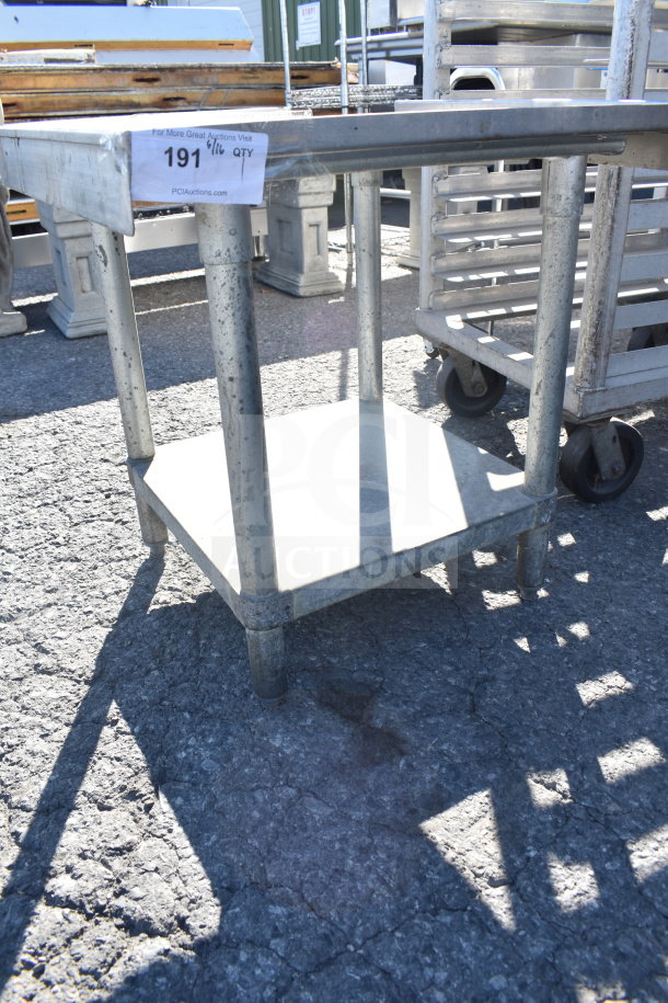 Commercial equipment stand with under shelf, metal construction, durable, industrial condition, auction tag "191."