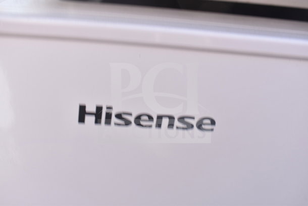 Seven mini coolers/freezers, including Hisense and Galanz, 120 volts, 1 phase. Features visible Hisense branding.