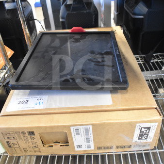 Two Dell computer monitors, SE2425HMf and E1715S, on a shelf. Includes original packaging. Condition appears used.