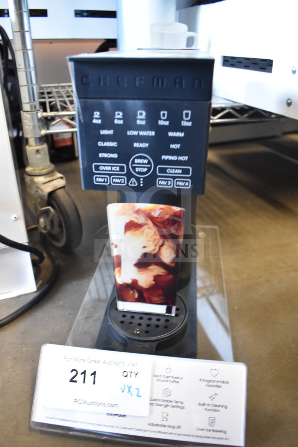 Chefman Single Cup Coffee Machine with customizable settings and built-in cleaning. Includes over ice brewing option.