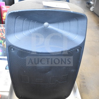 Three Ion Pro Glow Ultra speakers on display, featuring wireless stereo link, microphone input, and volume controls.