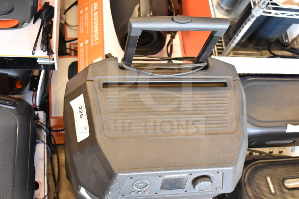 Monster MNRRX Rockin' Roller Speaker, black with handle, control panel, and visible auction tag marked "226."