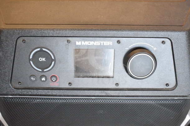 Monster MNRRX Rockin' Roller Speaker, control panel with buttons and dials, black finish, lightly used condition.
