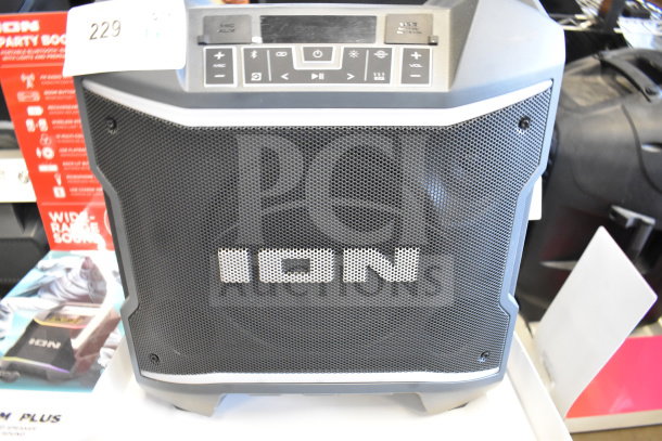 Ion Party Boom Plus speaker, black with control panel on top, store display model, includes 6 units for auction.