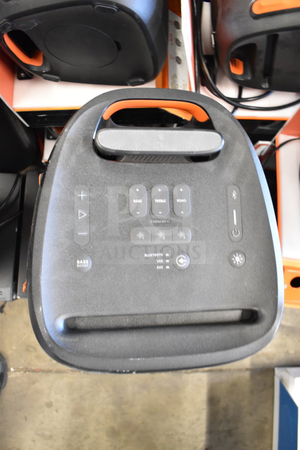 JBL Partybox 310 speaker with control panel, bass boost, Bluetooth, USB, AUX. Two available store displays, excellent condition.