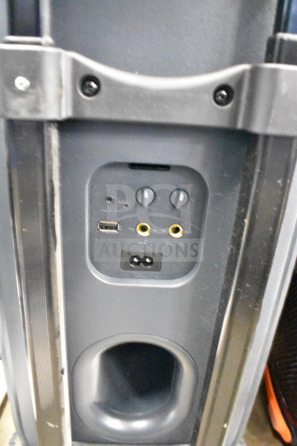 JBL speaker with multiple input ports and dual control knobs, in good condition.