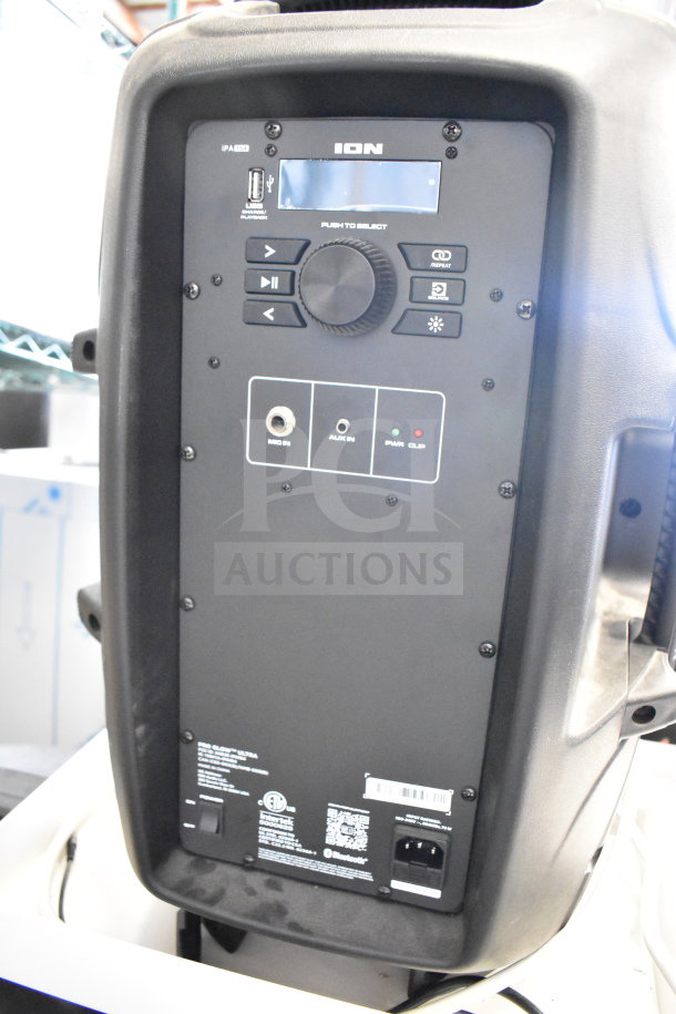Ion Pro Glow Ultra Speaker with multiple input options, control panel, and Bluetooth capability. Store display condition.