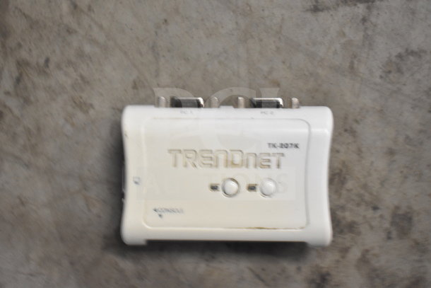 TRENDnet TK-207K KVM switch with visible console buttons and PC ports, used condition.
