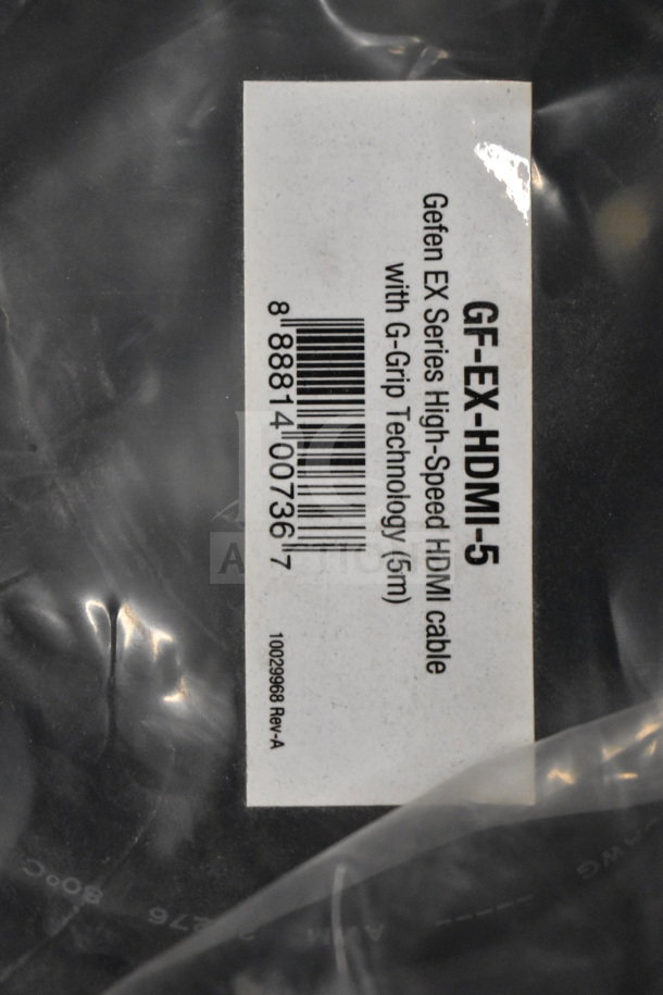 "Lot of cables containing Gefen EX Series High-Speed HDMI cable with G-Grip Technology, 5m, in original packaging."