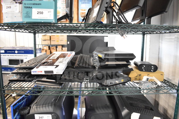 20 mixed tech items: keyboards, computer mice, Netgear router. Includes brands like Onn. Perfect for tech enthusiasts.