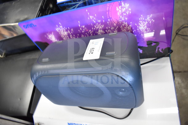 Onn Medium Party Speaker in excellent condition with display setup. Label shows auction lot number 259.