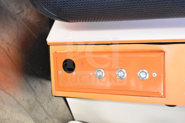 JBL Partybox 110 Portable Bluetooth Speaker on store display. Features include sleek design and durable condition.