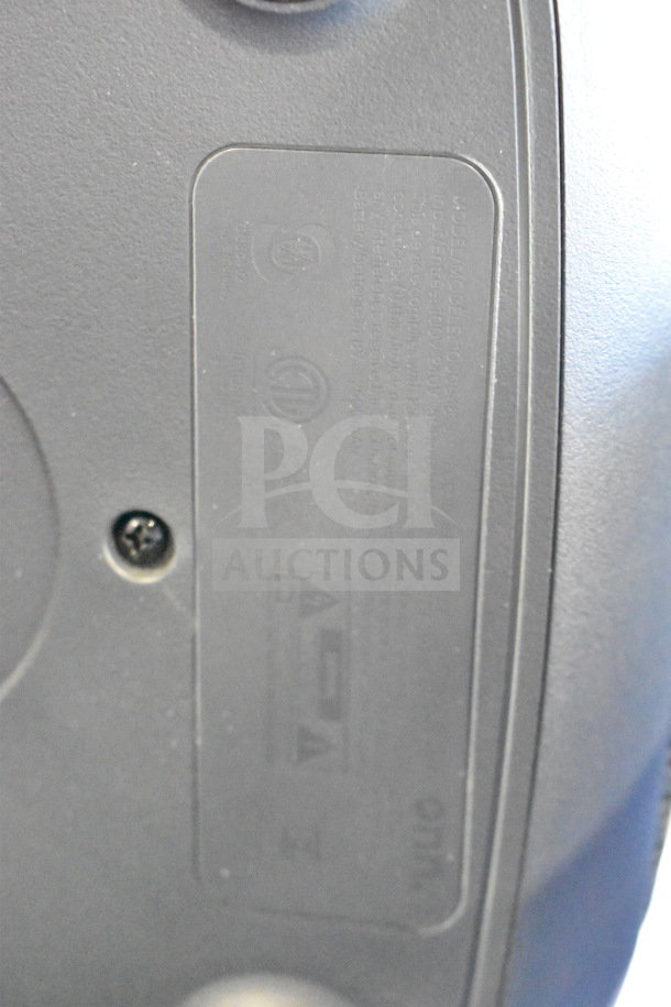 Onn large party speaker, store display model, gray casing with visible label markings, in good condition.