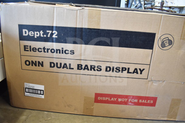 IN ORIGINAL BOX! Onn Dual Bars Display, Dept.72 Electronics, new condition, barcode visible, box states "Display Not For Sale".