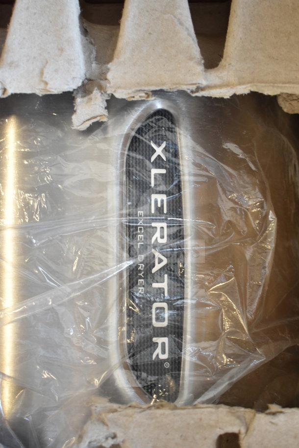BRAND NEW Excel XL-SB XLERATOR® stainless steel hand dryer, high speed, 110/120 volts, visible logo, in packaging.