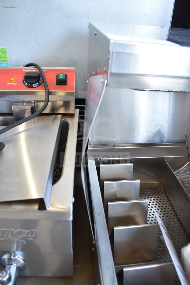 Brand new 2025 ServIt 423FFDS26 26" stainless steel fry dump station, 120V, scratch and dent condition, temperature controls visible.
