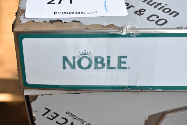 2025 Noble 495LTUC24 undercounter dishwasher, low-temp, 120V, 1 phase, brand new with scratches and dents, logo visible.